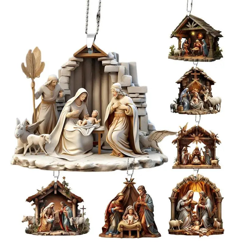 Christmas Nativity Scene Ornaments. 2D
