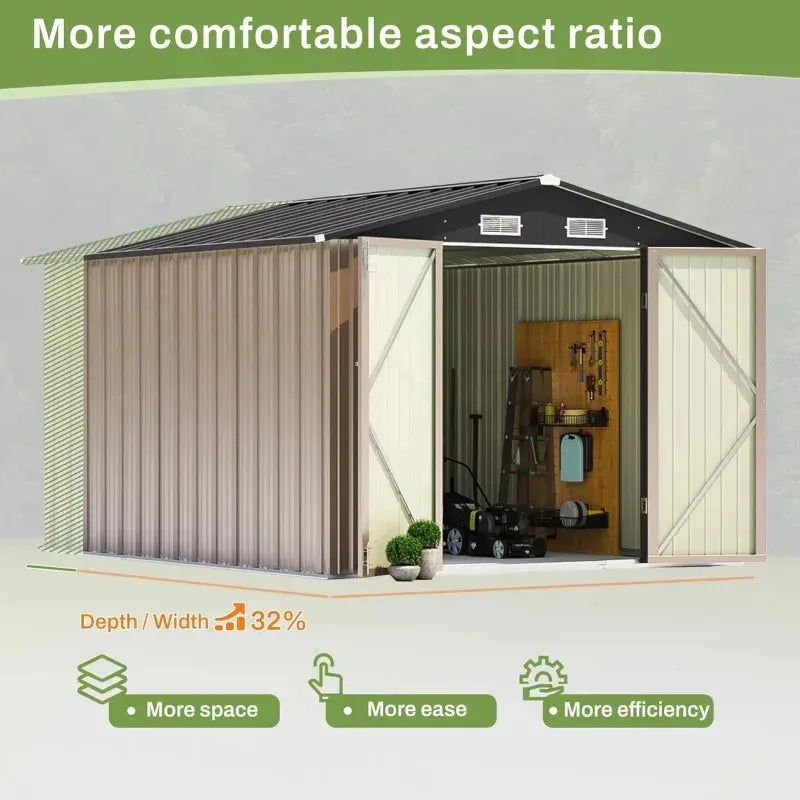 RPD4-Paatiowell 8x10 FT Storage .Large Garden Tool Metal Shed