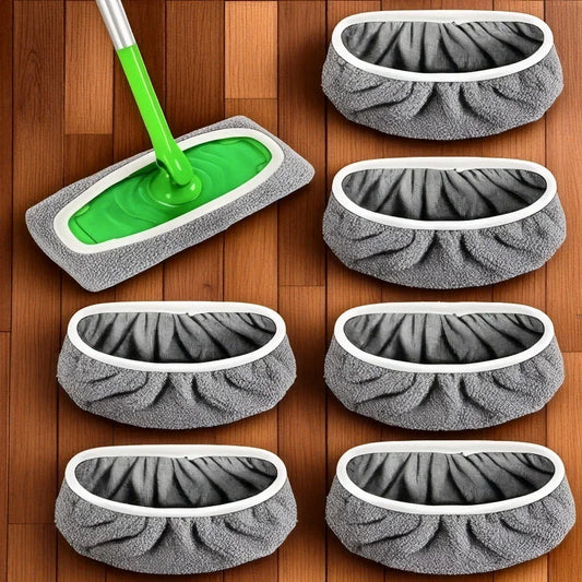 4 Reusable Mop Pads with High Water Absorption Can Firmly Adhere To Most Standard Mops