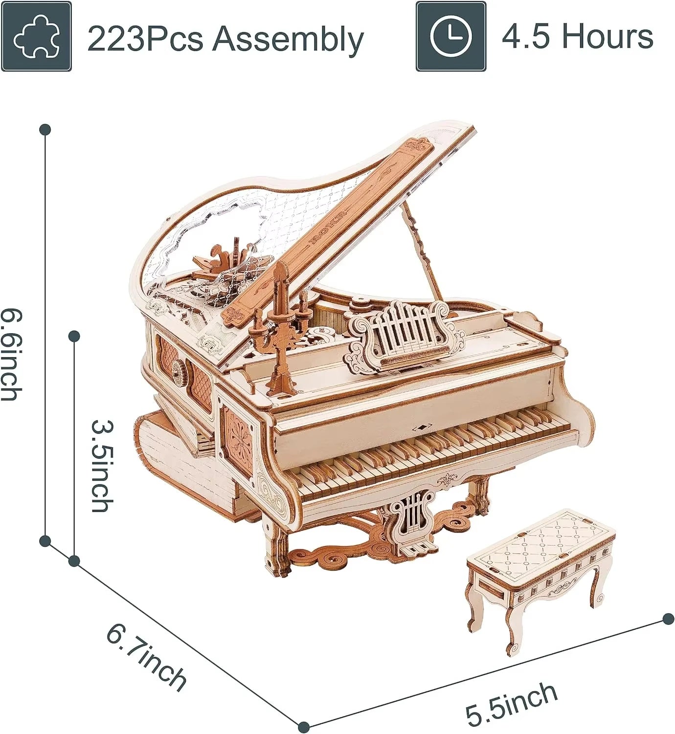 AMK81 Magic Piano 3D Mechanical Music Box Wooden Puzzle Adult