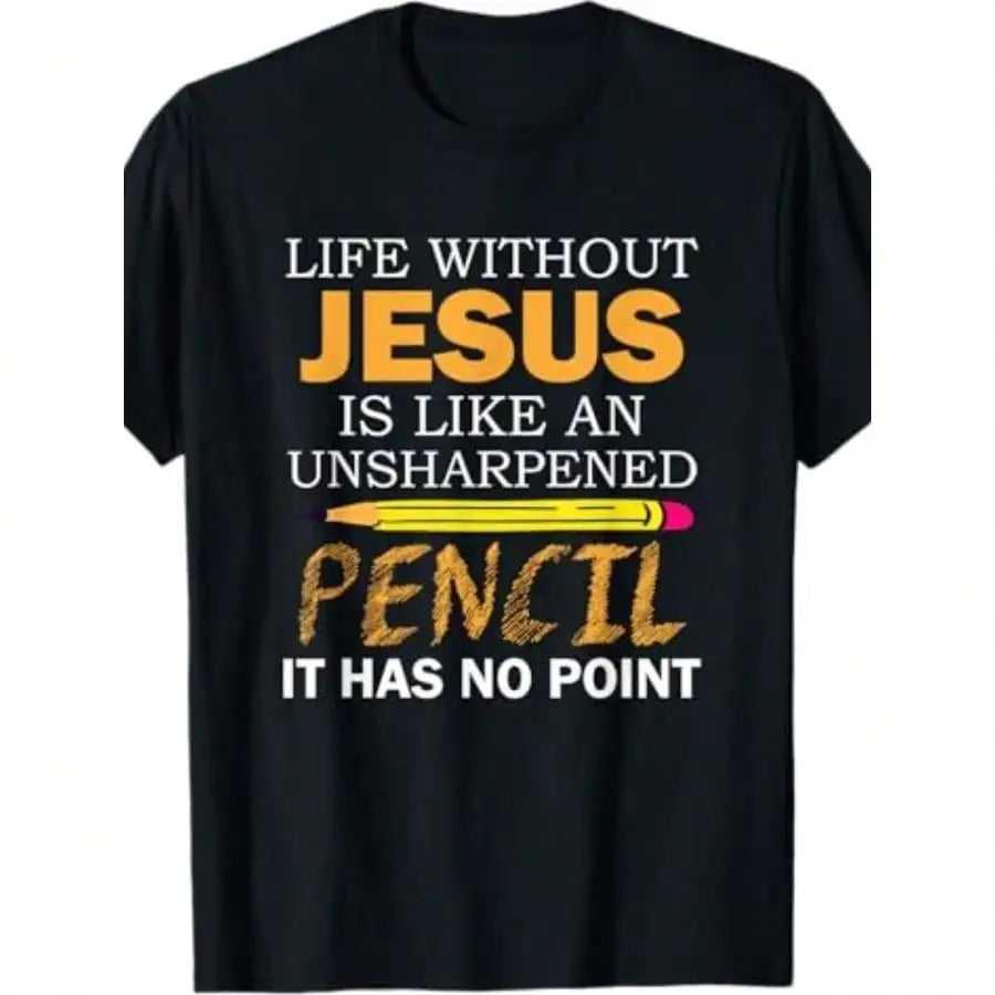 Life Without Jesus Funny Christian Religious Faith T-Shirt, Casual Crew Neck Short Sleeve Tee, 100% Cotton Fabric