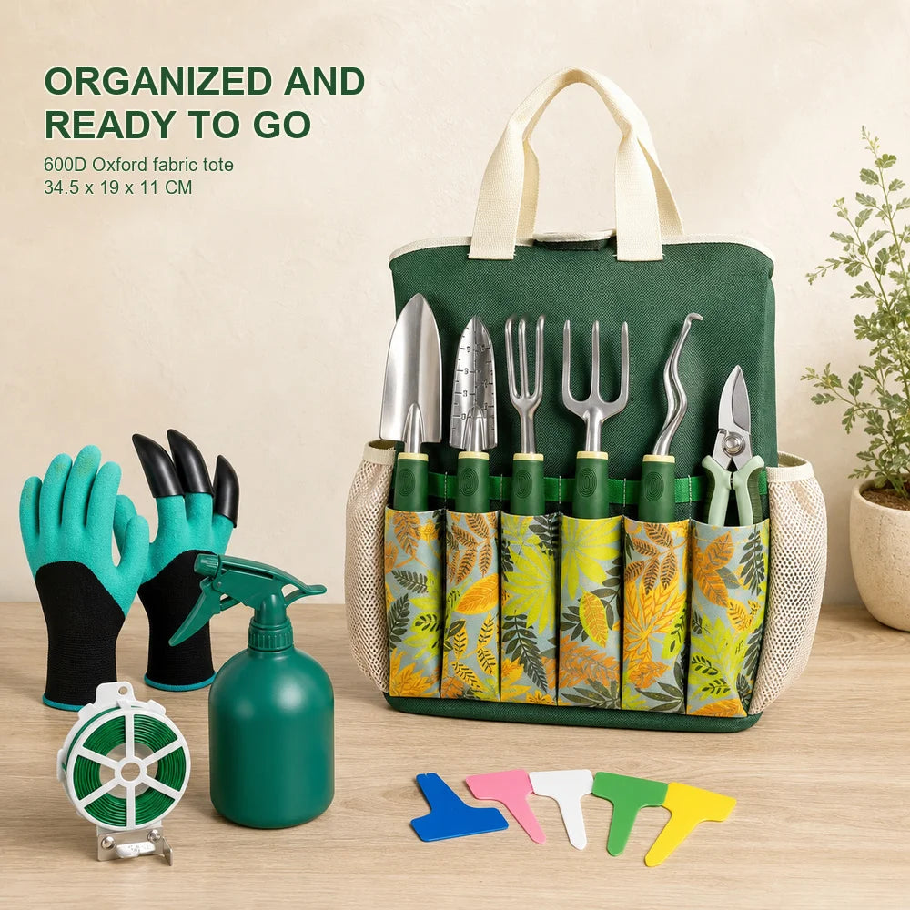 16-Piece Garden Tool Set with Tote Bag & Gloves | Aluminum Alloy