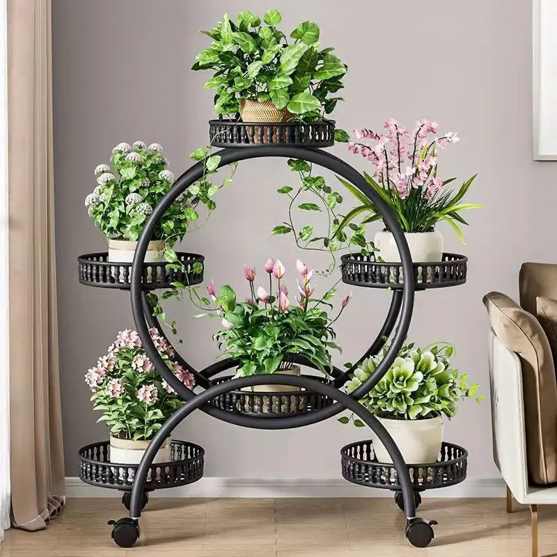 Metal Mobile Plant Rack with Locking Wheels