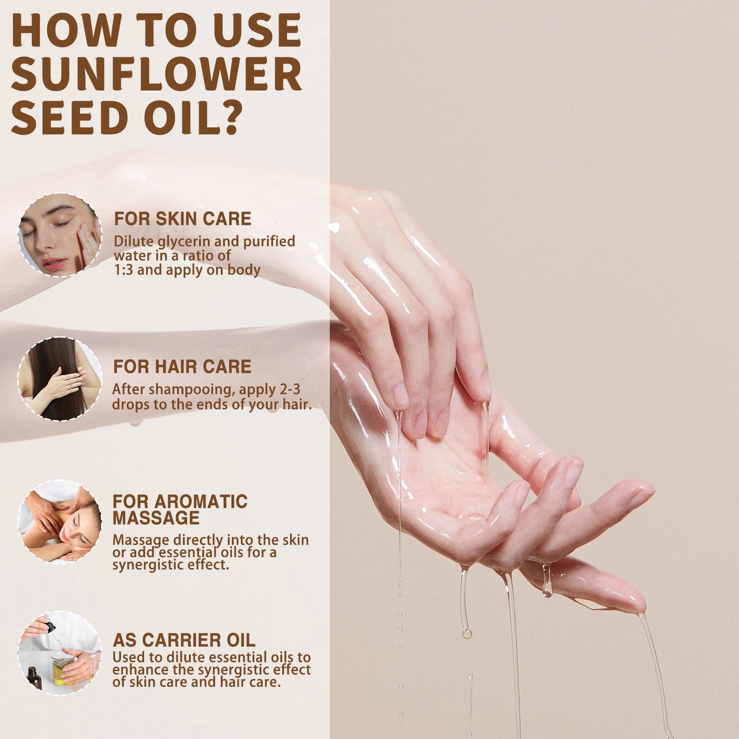 USDA Organic Coconut Oil for Skin Face Hair Cold-Pressed Oil for Massage Moisturize