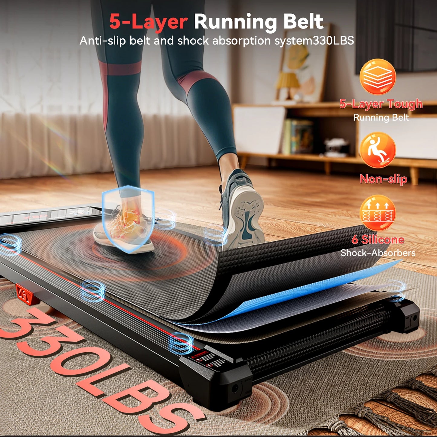 XBD Portable Incline Treadmill- 330lb Capacity, 2.5HP with LED display and Remote