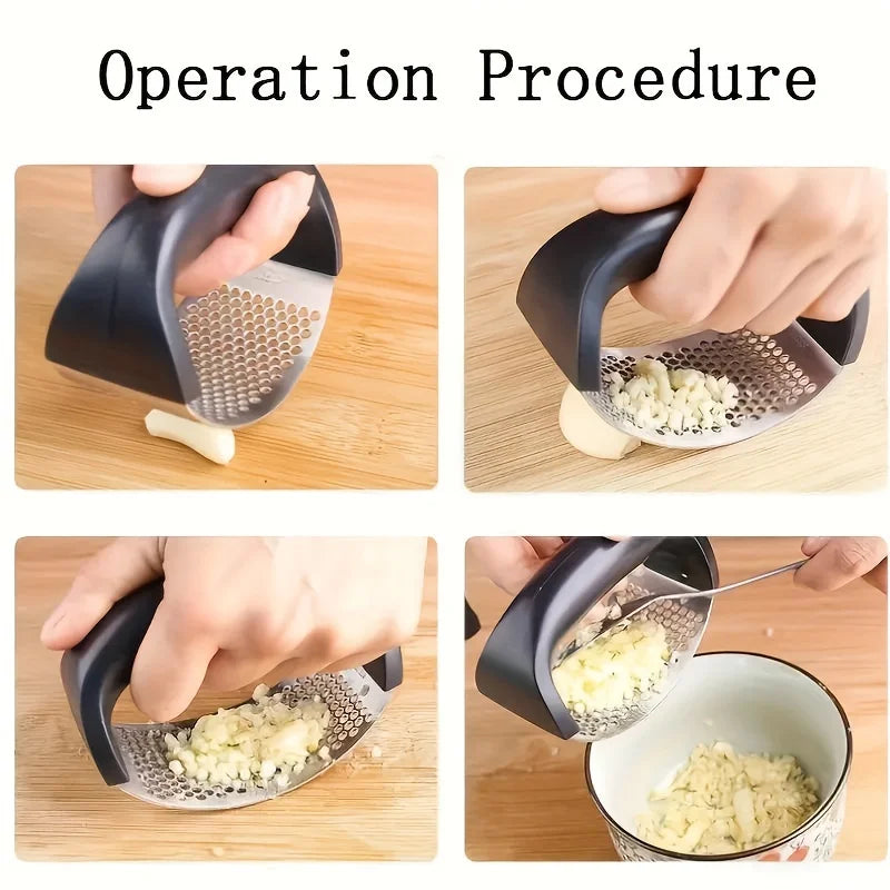 Stainless Steel Garlic Press Rocker Manual Garlic Mincer CrusherSqueezer Labor-saving Kitchen Gadget Vegetable Tool