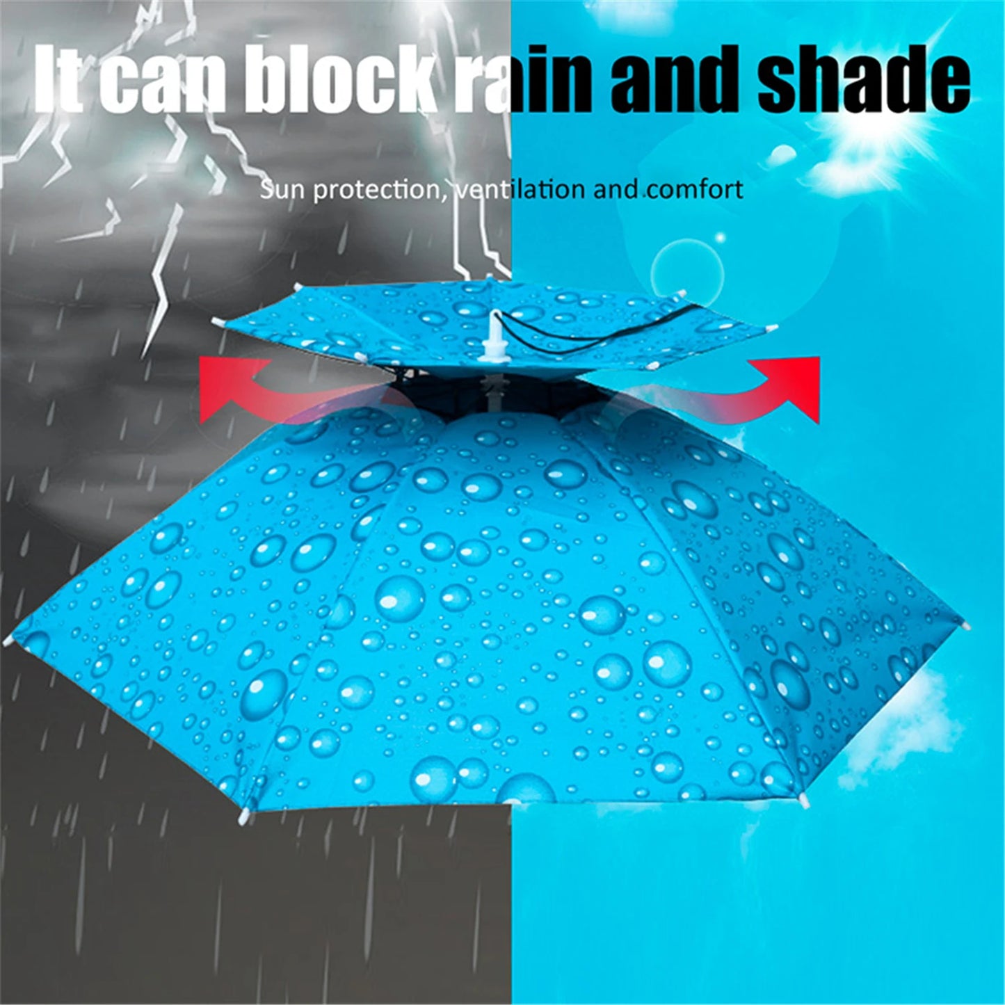 Rain Umbrella Hat Foldable Sun Shade Waterproof Double-Layer UV Protection Sunscreen