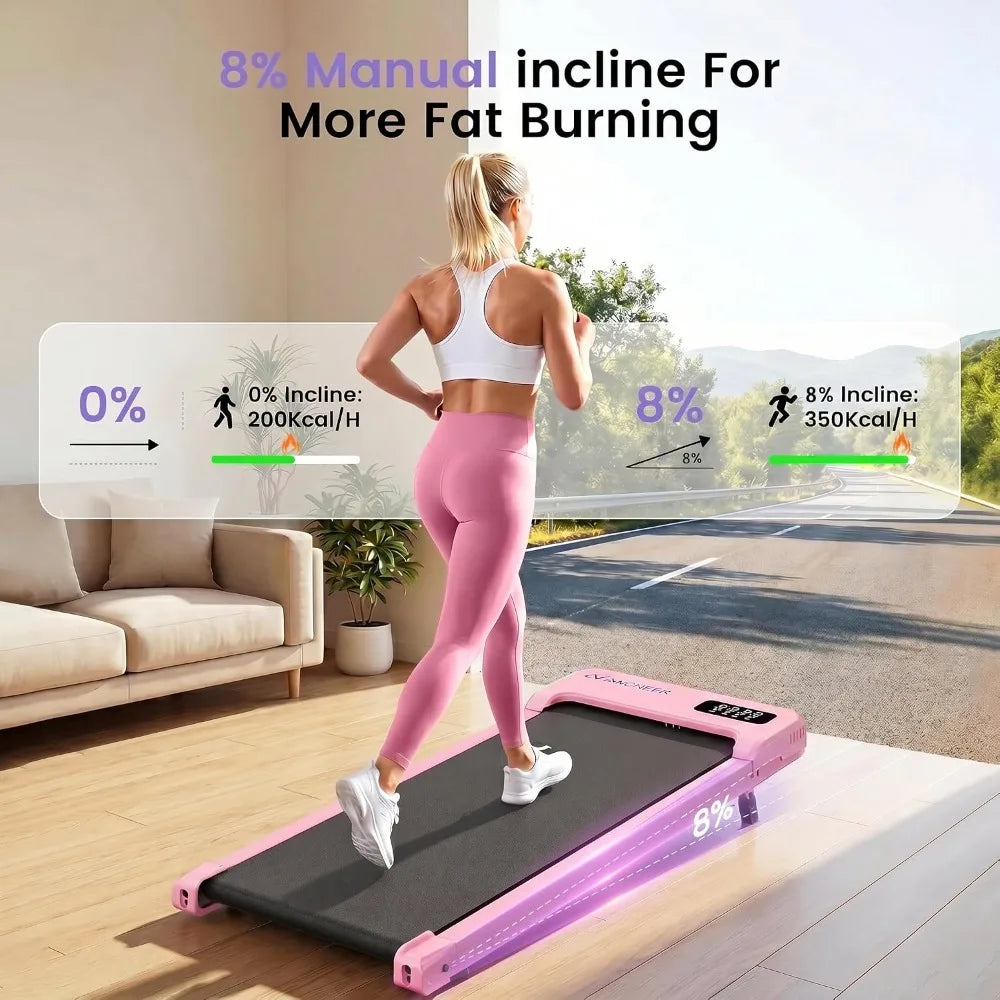 Walking Pad Treadmill with Incline, 3.5HP Portable Foldable Under Desk Treadmill for Home Office Small Spaces with LED