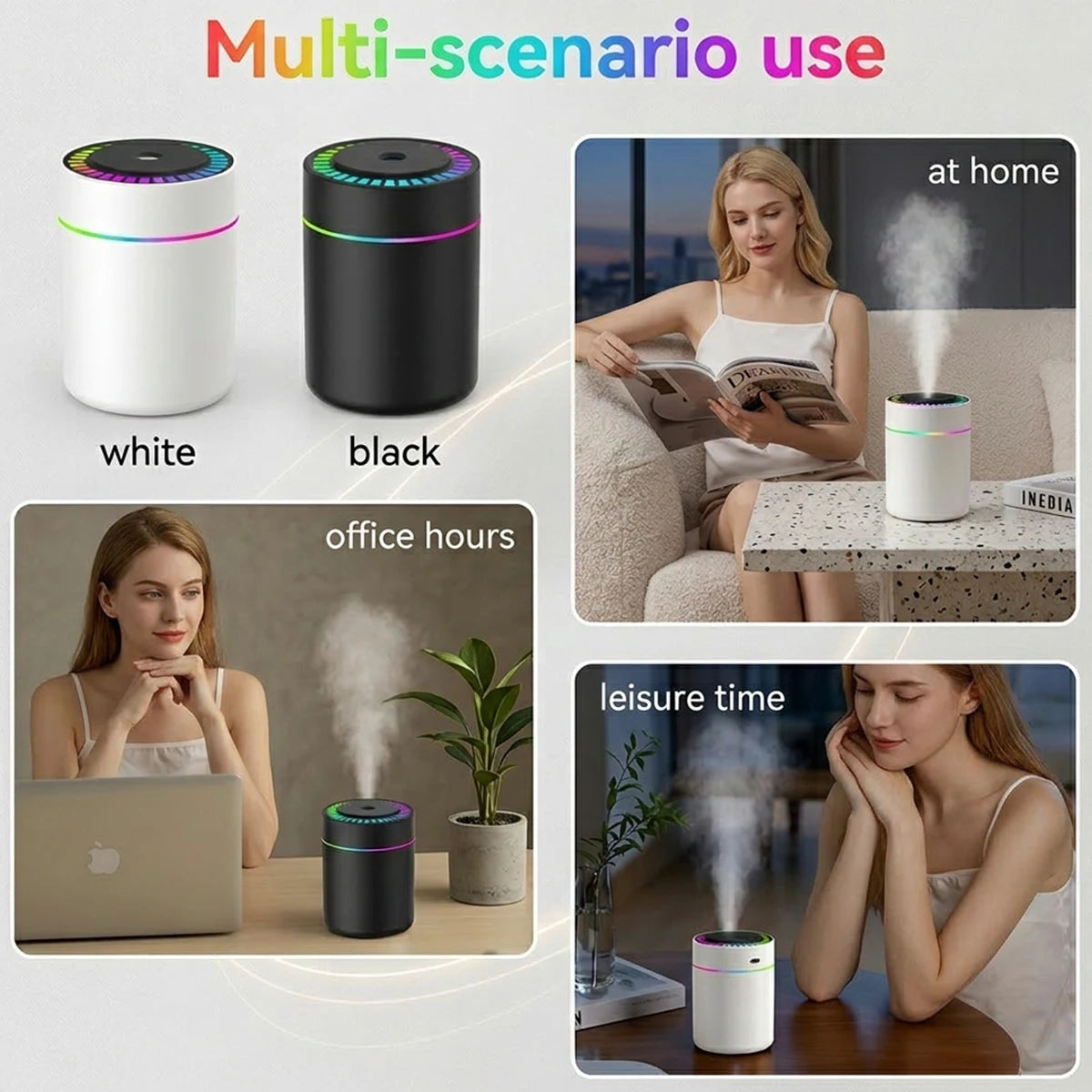 RGB Mini Air Humidifier 180ML Aroma Diffuser Essential Oil USB For Car Home Bedroom