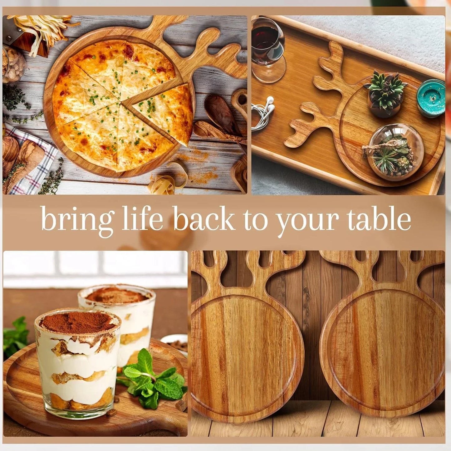 Appetizer Platter Decorative Christmas Tray Dessert/Snacks, Wood Serving Platter