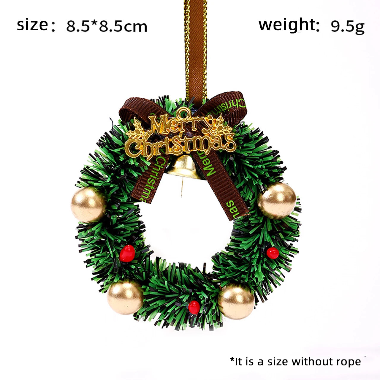 Merry Chrismas Wreath Pendant with Bell