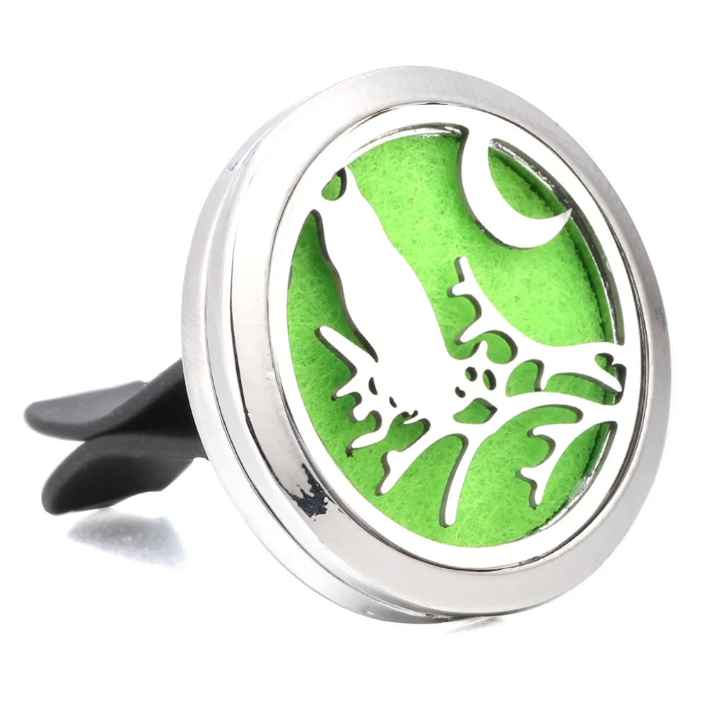Essential Oil Diffuser Stainless Steel Magnetic Car Air Freshener Vent Clip + 1pcs Pad