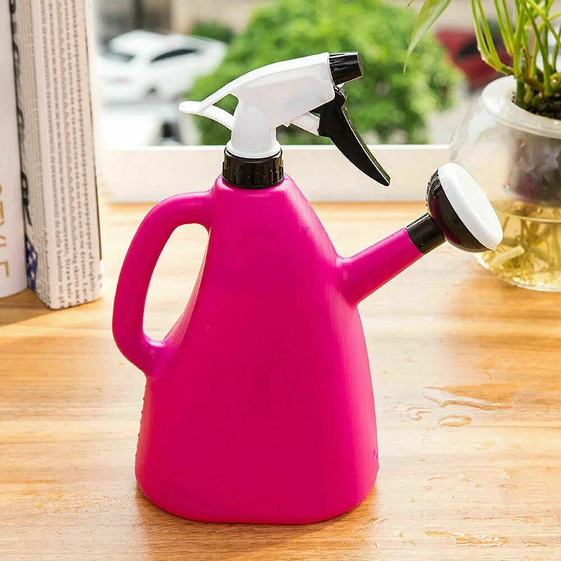 2 In 1 Plastic Watering Pressure Spray Water Kettle/Adjustable Sprayer 1L