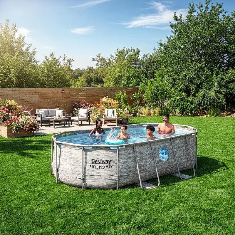 Bestway Power Steel Swim Vista 14' x 8'2" x 39.5" Oval Above Ground Pool with Metal Frame -Shipped on the same day
