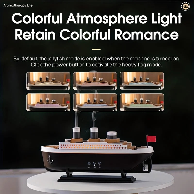 Titanic Ship Air Humidifier 250ml Remote Control Essential Oil Jellyfish Smoke rings and more