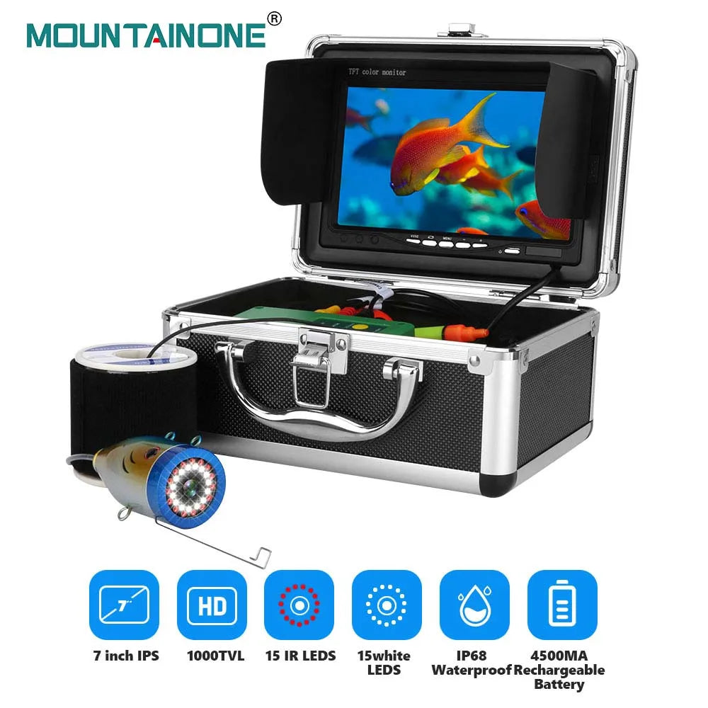 Fish Finder Underwater Fishing Camera Double Lamp 30LEDs 7Inch 15M 30M 50M IP68 Waterproof
