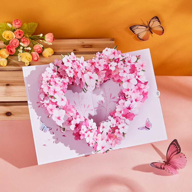 Valentine's Day Pink Cherry Blossom Pop Up Card