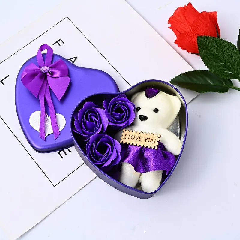 Valentine's Day Bear Soap Rose Gift Box