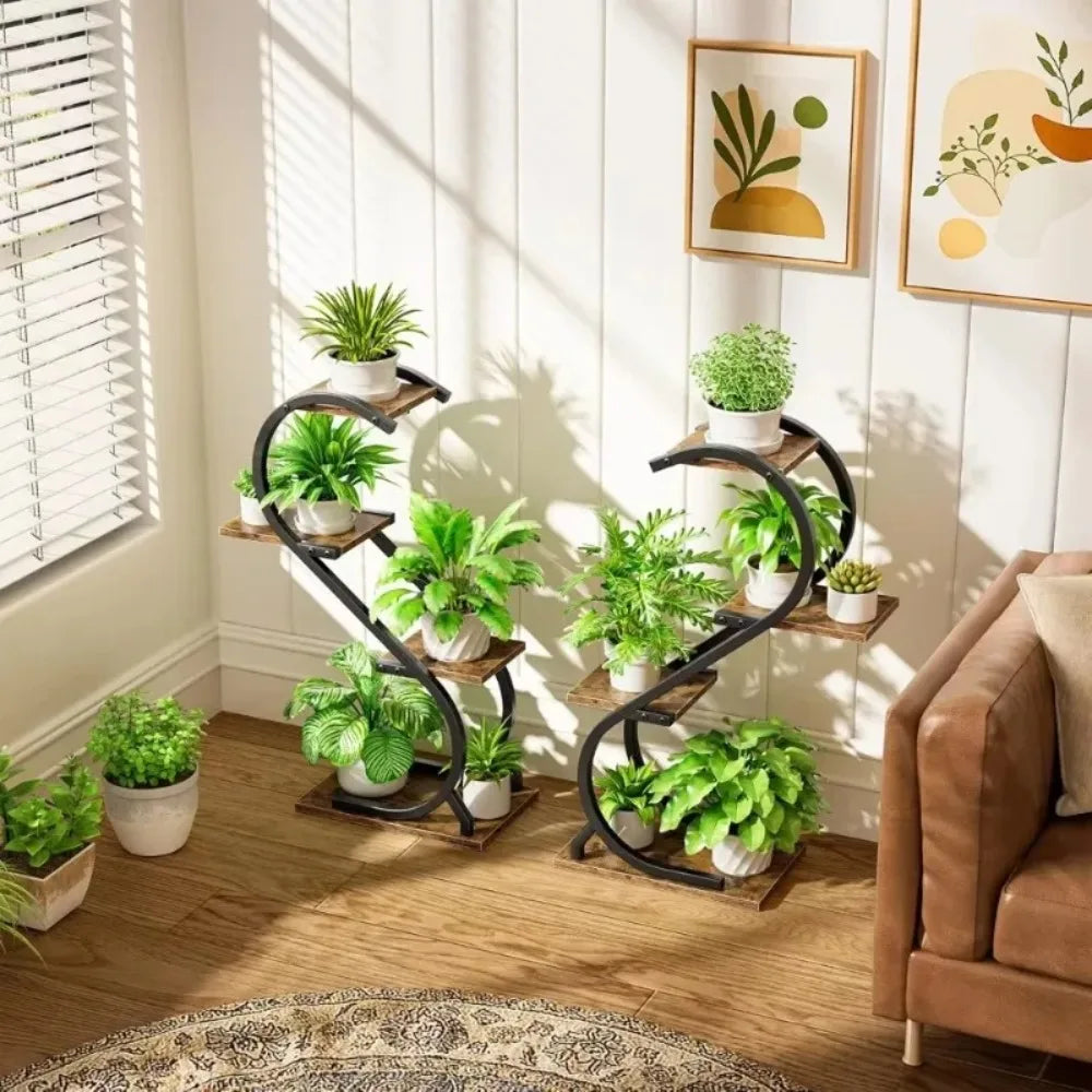 Plant Stand 29'' Plant Stand Indoor with Grow Light, 4 Tiered Metal Plants Shelf indoors,