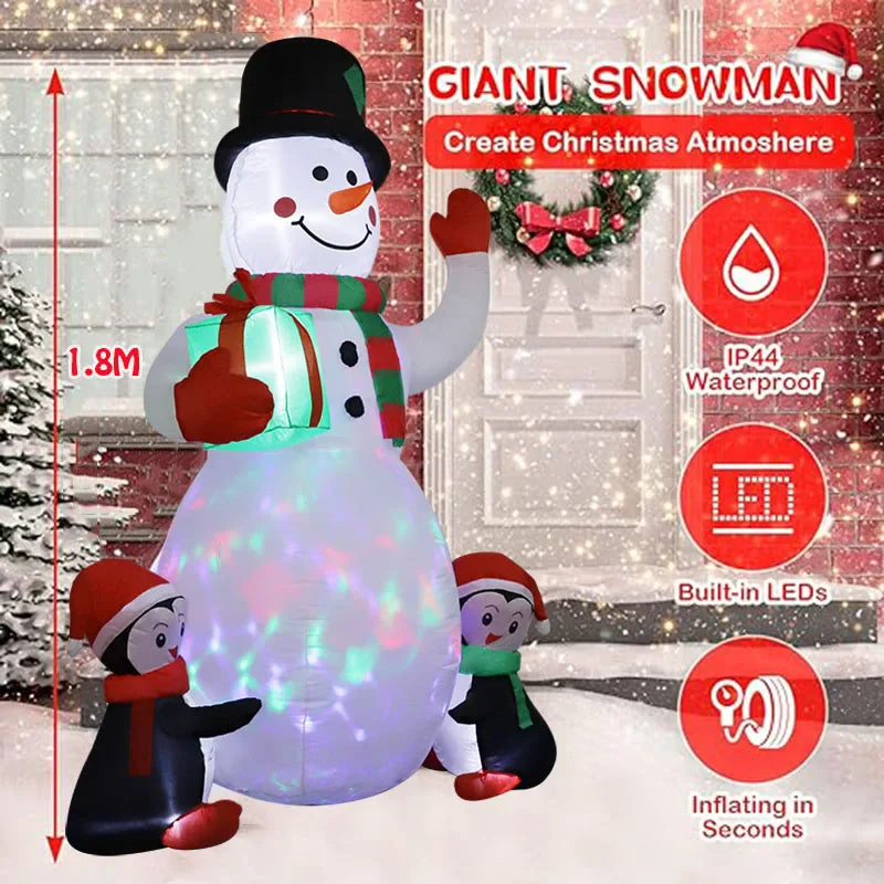 Christmas Decoration Inflatable  Snowman Built-in LED Lights Outdoor New Year Party Decor