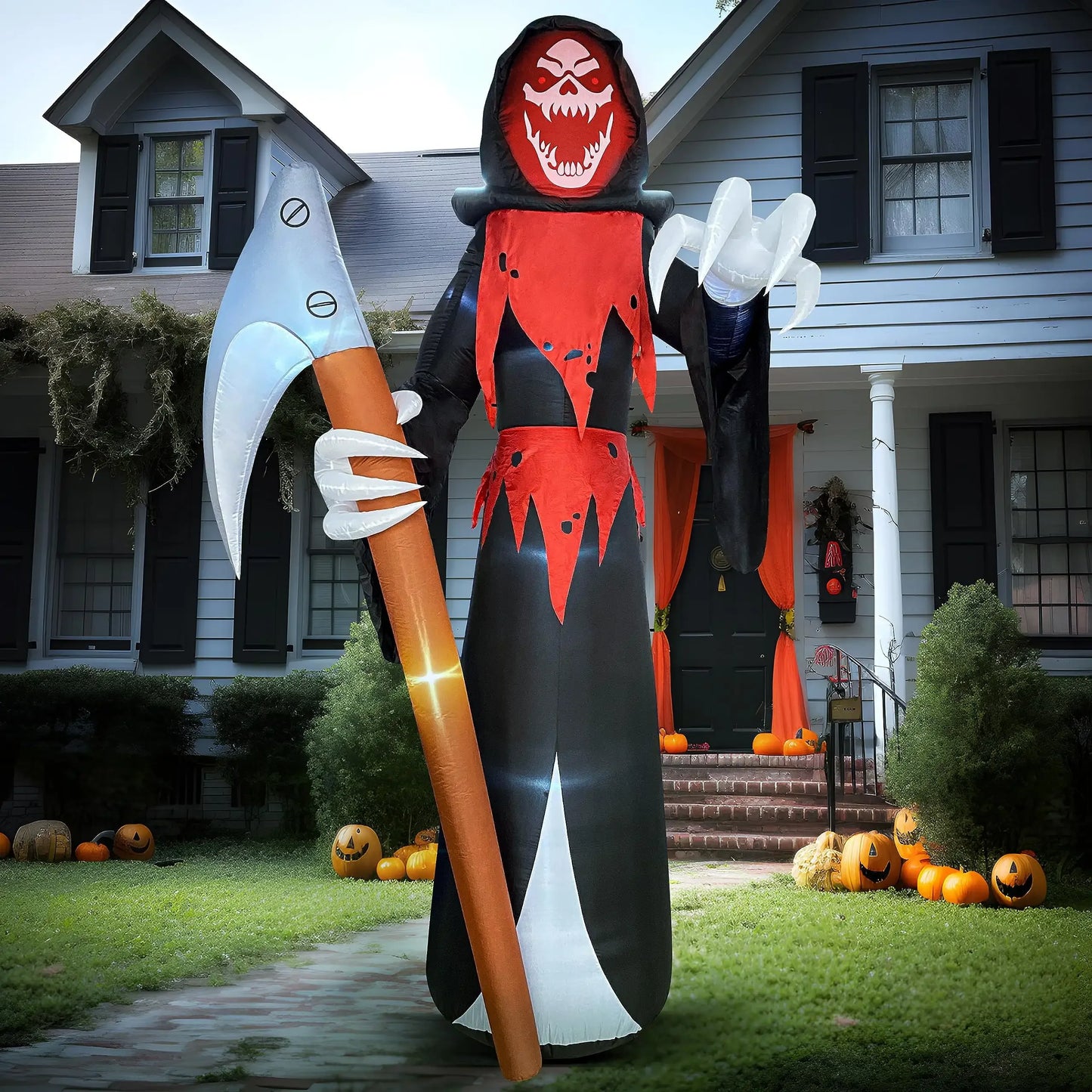 Joyfy 12 FT Halloween Giant Grim Reaper Inflatable with Built-in LEDs