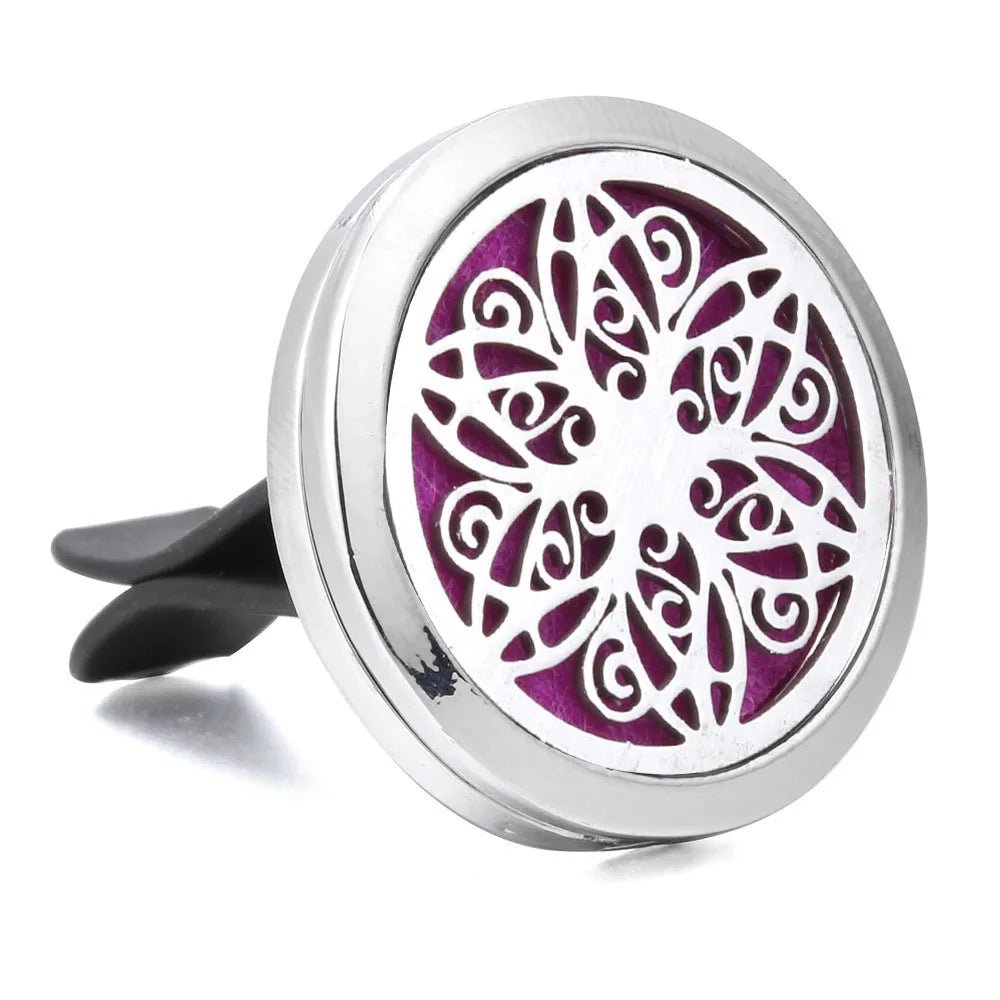 Essential Oil Diffuser Stainless Steel Magnetic Car Air Freshener Vent Clip + 1pcs Pad