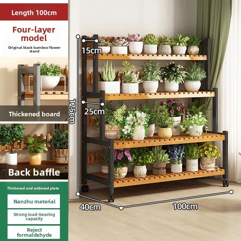 Durable Floor-to-ceiling new stepped movable multi-layer flower pot shelf