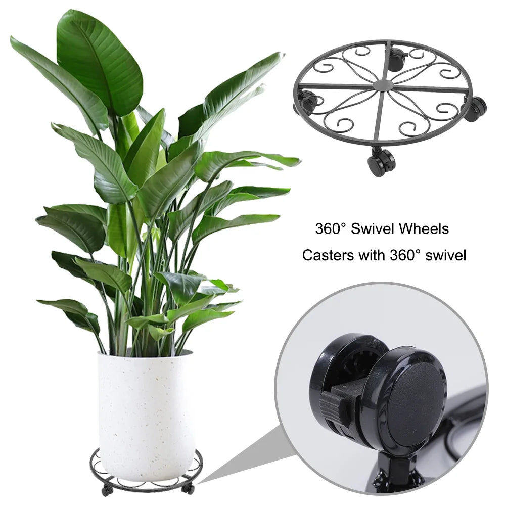 Plant Caddy 360 Degree Rotating Heavy Duty Flower Pot Caster Indoor/Outdoor