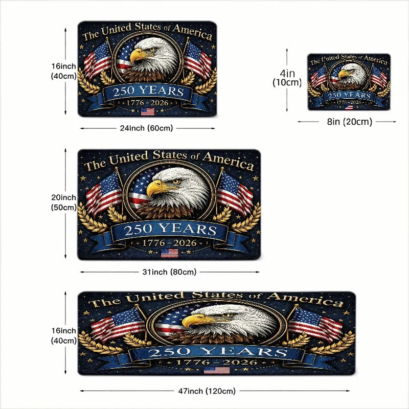USA 250th Anniversary Doormat American Eagle Flag Non Slip Entrance Rug