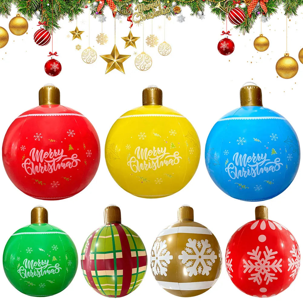 60CM PVC Christmas Inflatable Ball Giant Big Decorated Gifts Christmas Ball Decorations