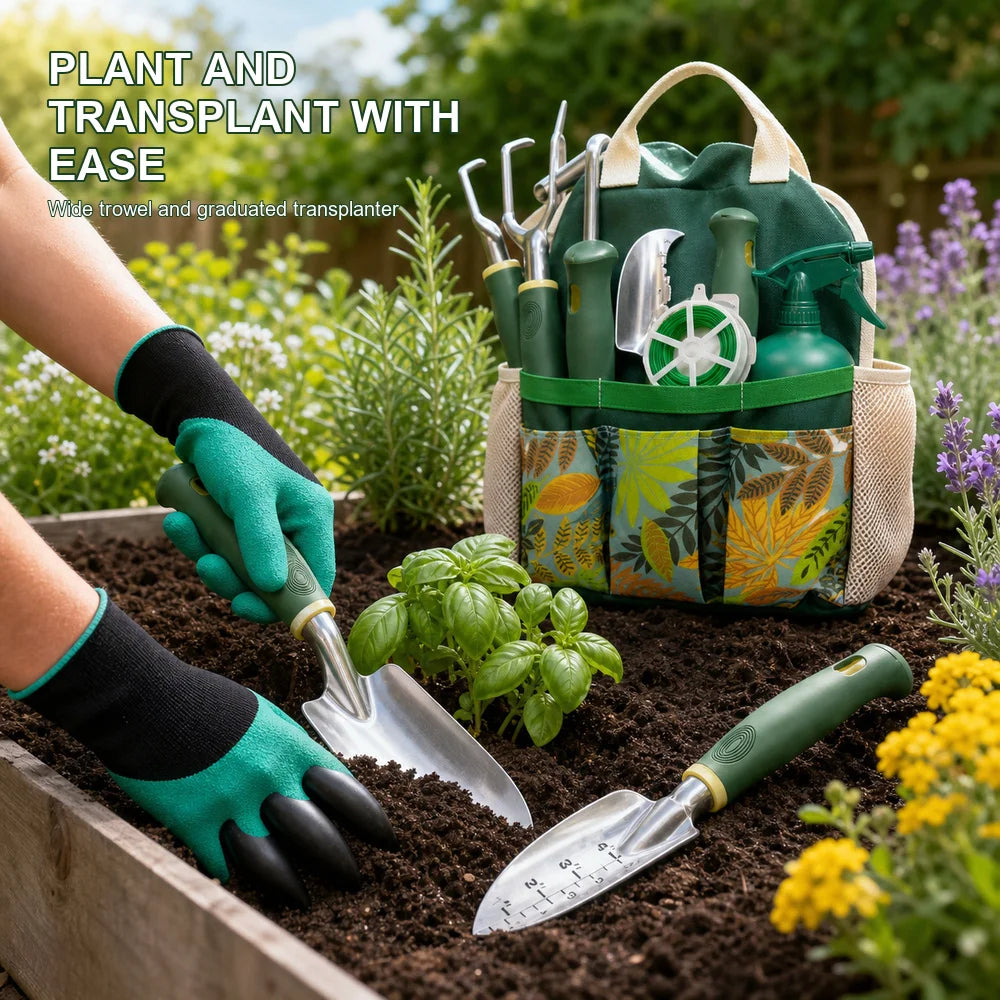 16-Piece Garden Tool Set with Tote Bag & Gloves | Aluminum Alloy