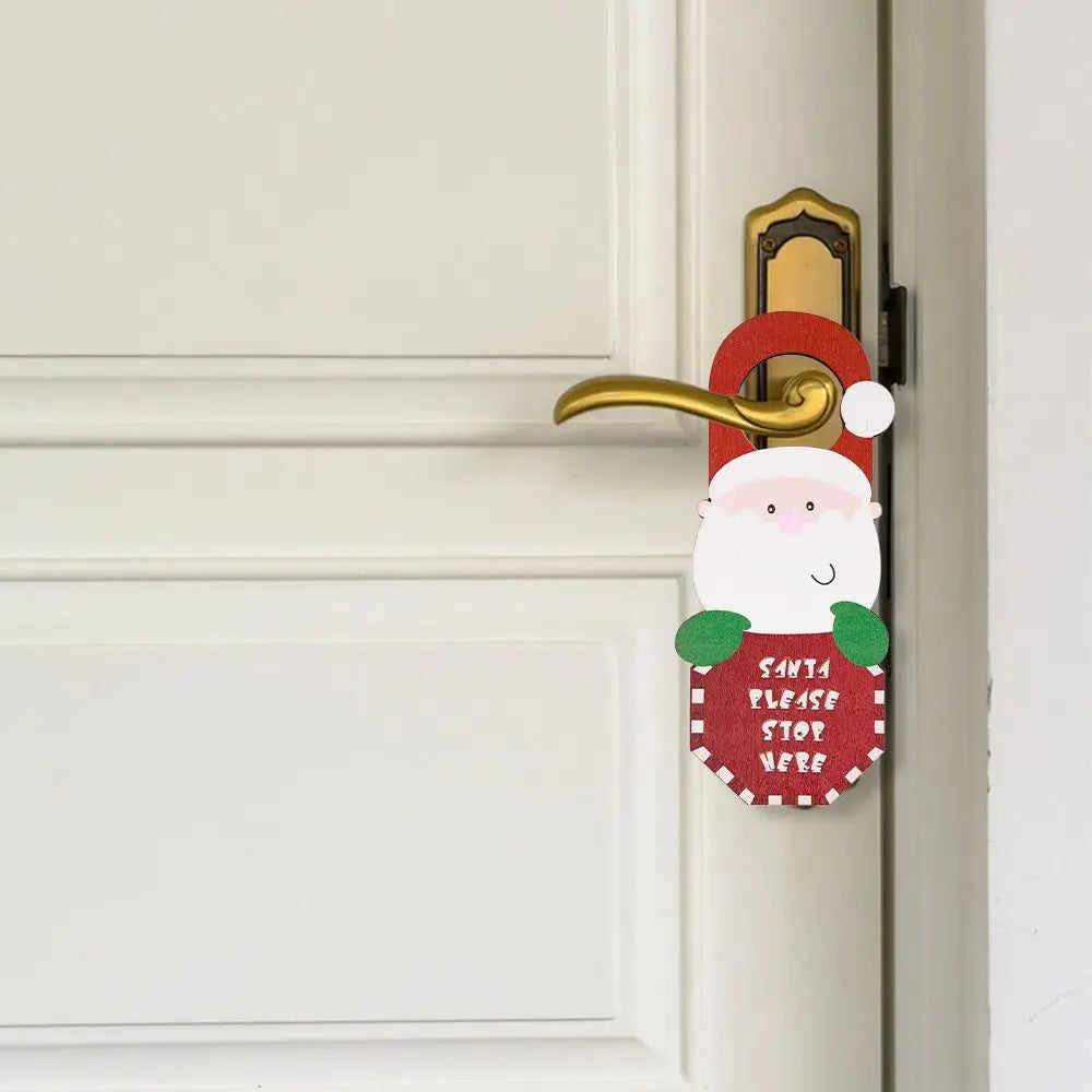 Door Handle Hanging Wooden Christmas Doorknob Hanger