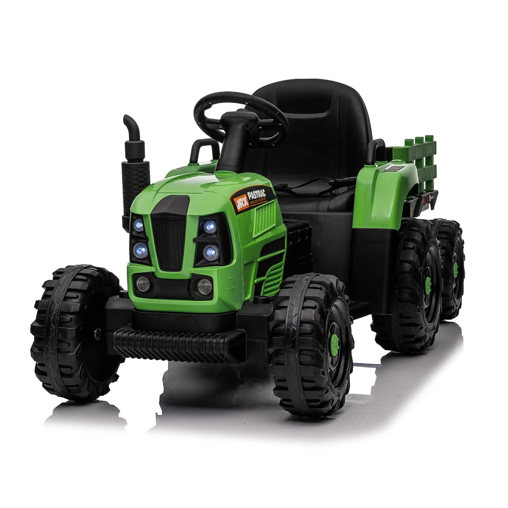 Ride on Tractor with Trailer 24V 400W Powered Electric Tractor Toy Two-point safety belt.