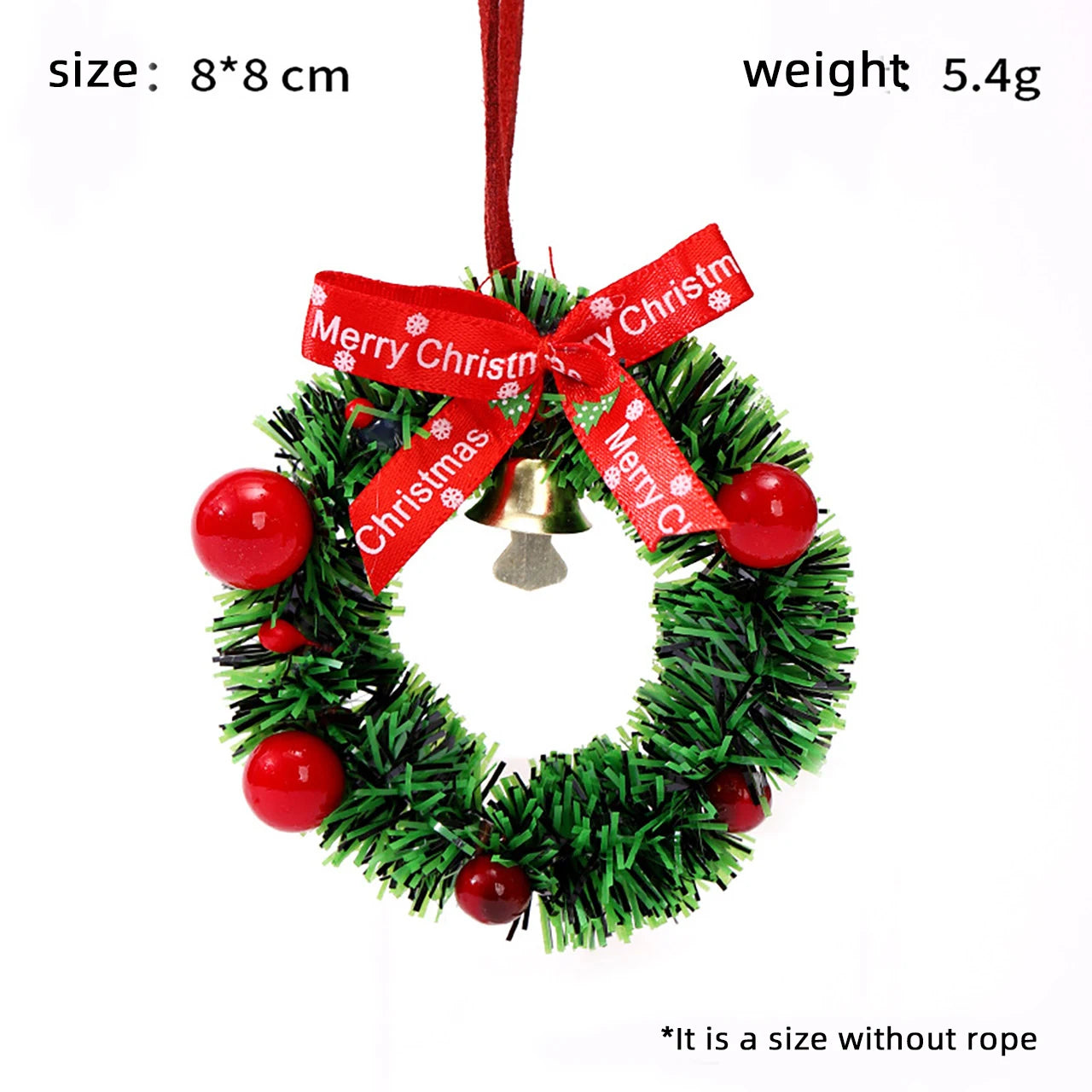 Merry Chrismas Wreath Pendant with Bell