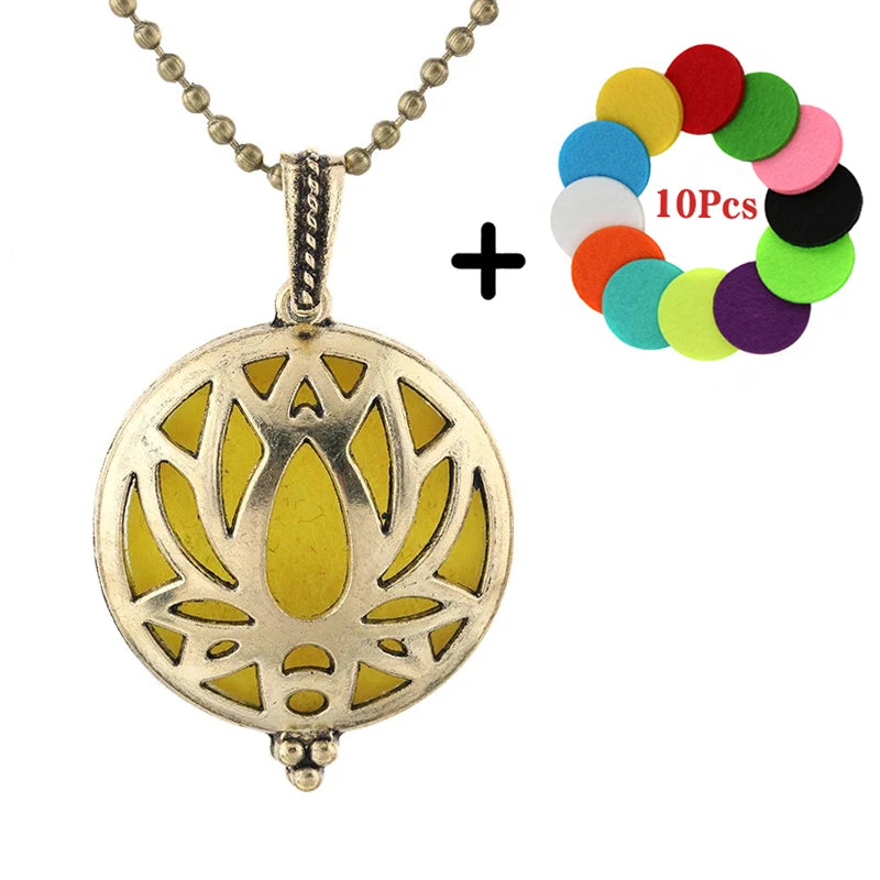 Popular Design Fashion Aromatherapy Locket Necklace Perfume Essential Oil Diffuser