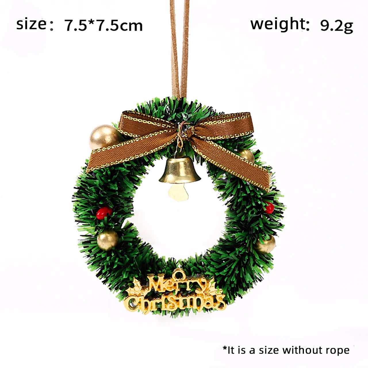 Merry Chrismas Wreath Pendant with Bell