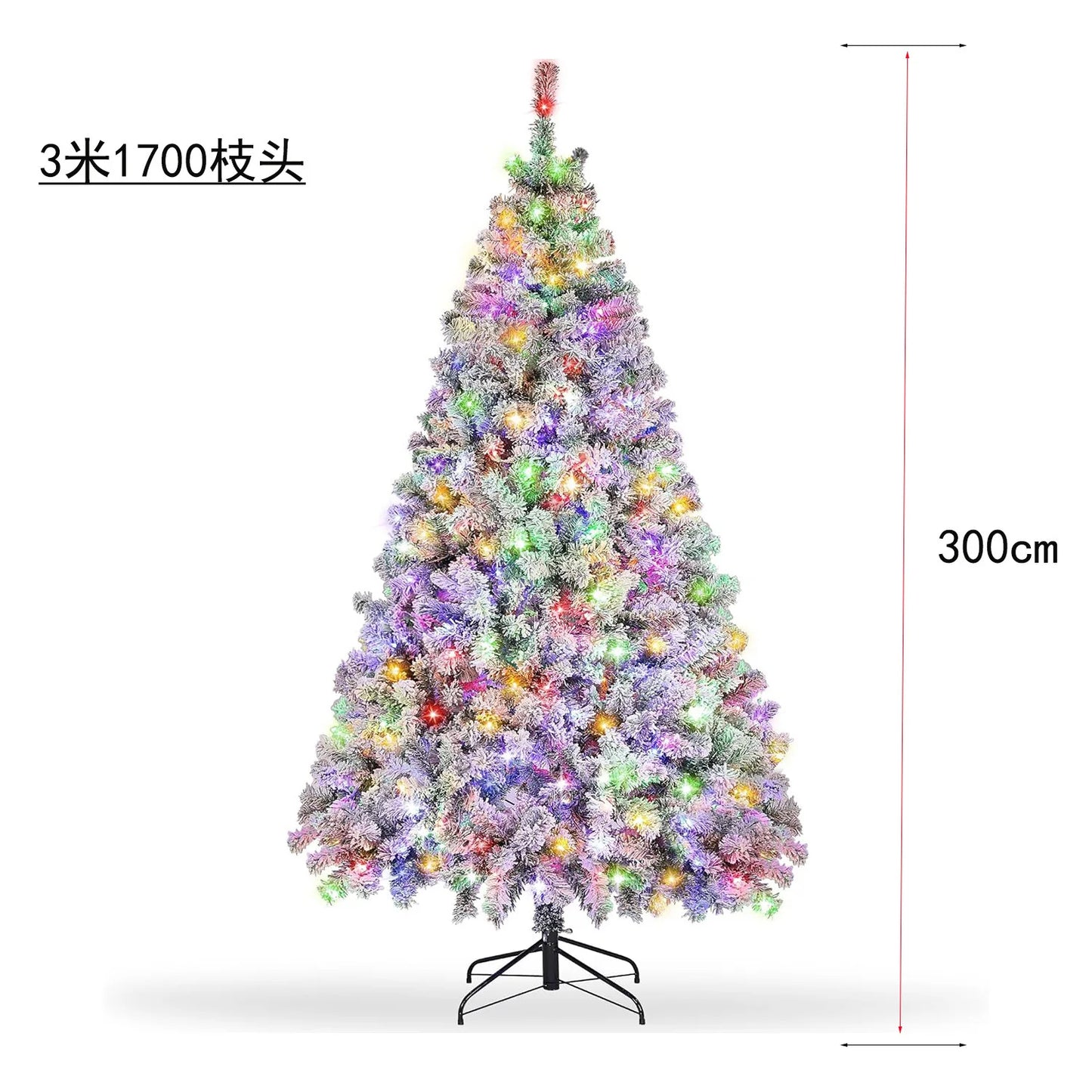 5 to 10ft Artificial Christmas Tree, Snow Flocked Full Prelighted Tree with 2084 Branch Tips, 900 Incandescent Lights