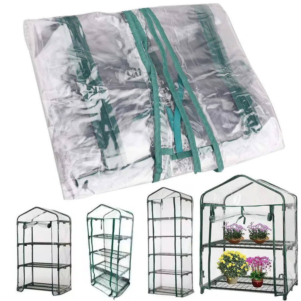 2-5 Tier Walk-in Greenhouse Cover with Zipper Door, No Frame