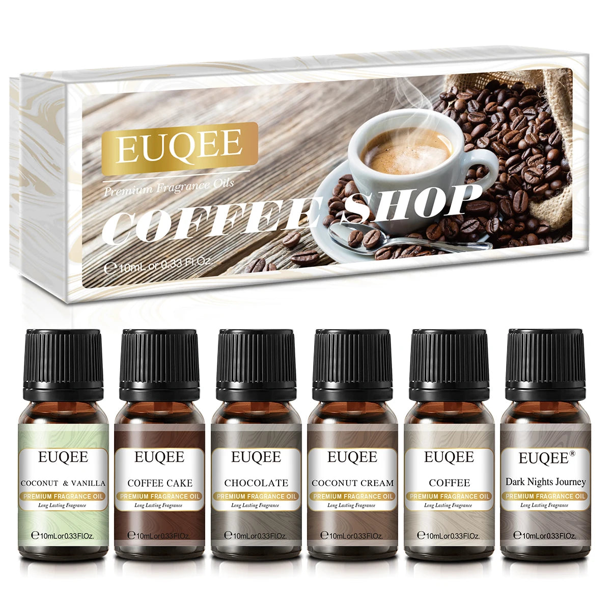 EUQEE 6pcs Aromatherapy Fragrance Oil Set-10ml Aroma Reed Diffuser Oils For Candle Making, Humidifier, DIY Perfume, Oil Burner