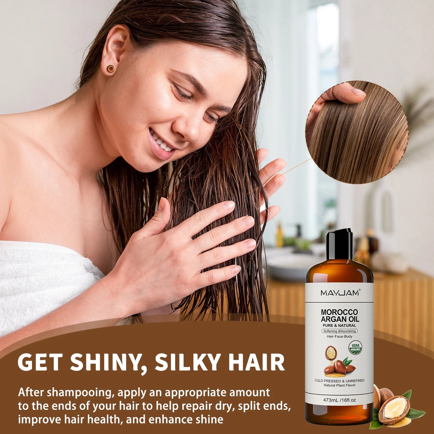 USDA Organic Coconut Oil for Skin Face Hair Cold-Pressed Oil for Massage Moisturize