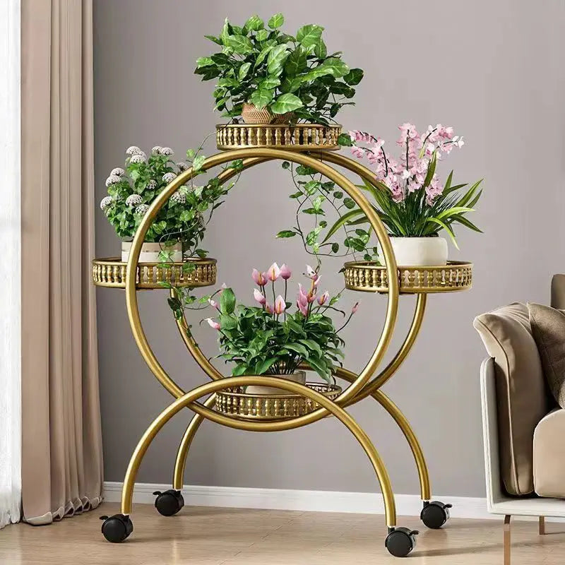 Metal Mobile Plant Rack with Locking Wheels