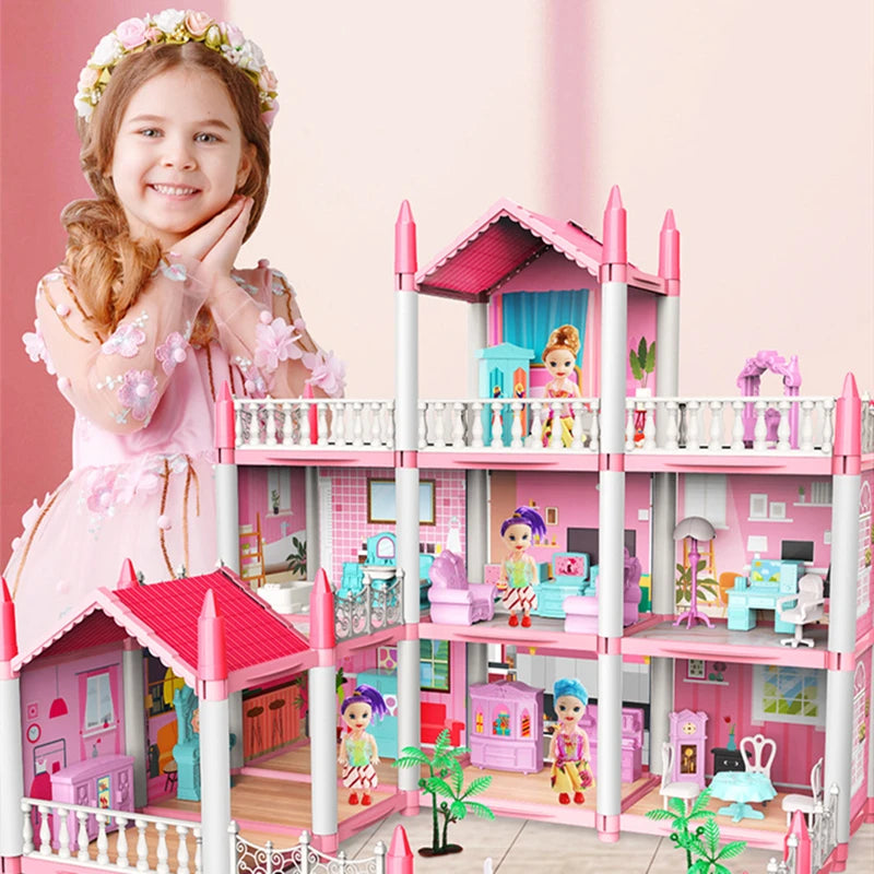 3D DIY Dream Princess Castle Villa Assembly Toy Doll House Set