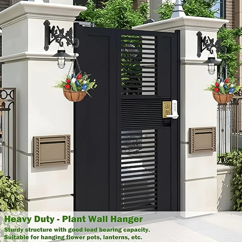 Metal Wall-Mounted Plant Hanger with Bird & Leaf Design - Heavy-Duty, Easy-to-Install Hook for Outdoor Flower Baskets
