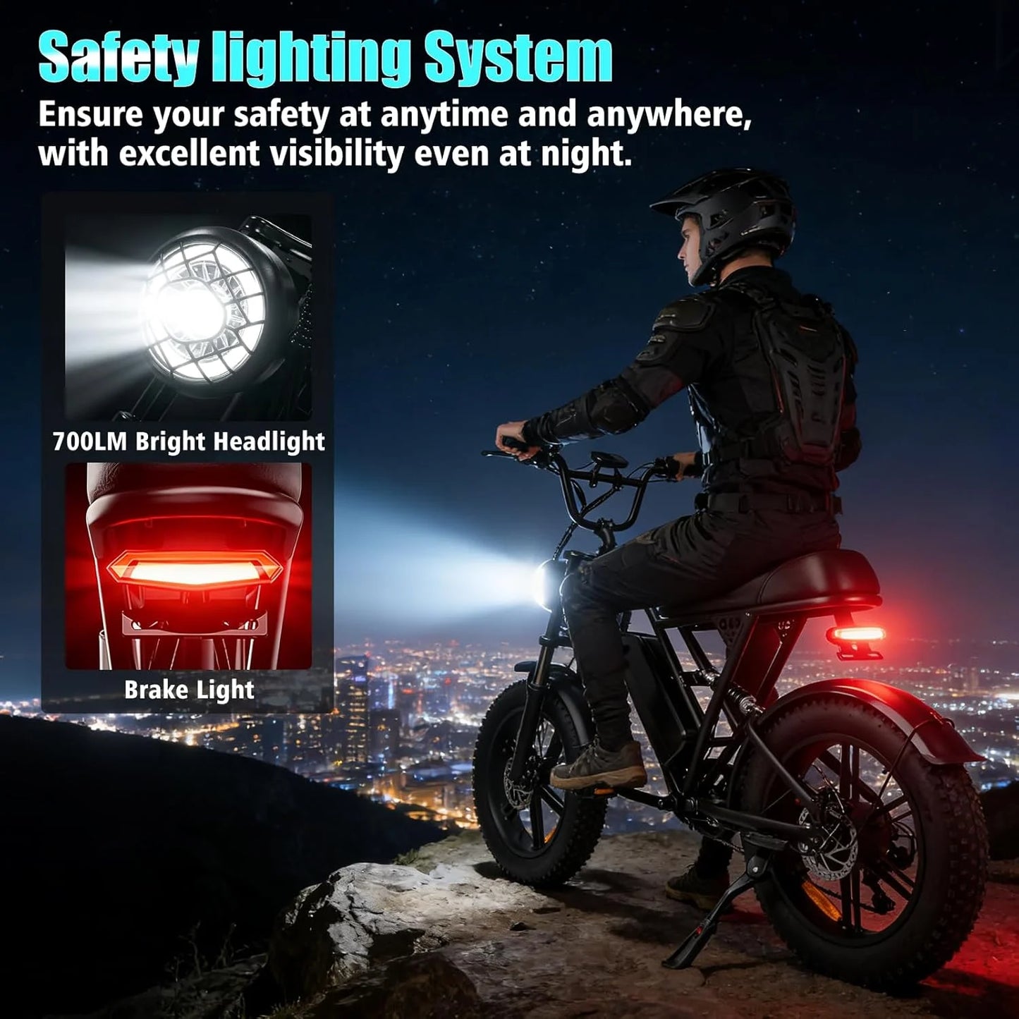 Electric Bike 20"x4.0 Fat Tire Ebike for Adults 1500W Peak Electric Mountain Bike 32mph E bike UL 2849