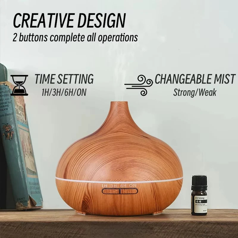 Humidifier Aromatherapy Essential Oil Diffuser Wood Grain With Remote Control