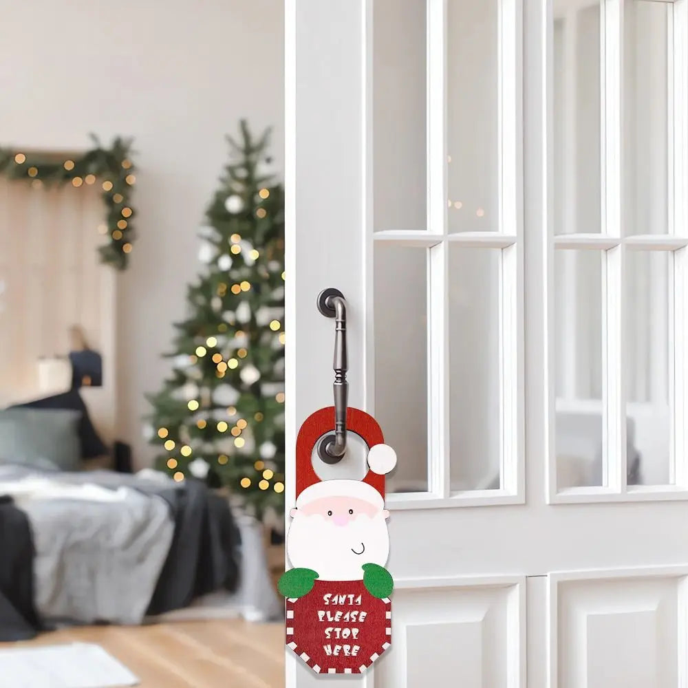 Door Handle Hanging Wooden Christmas Doorknob Hanger