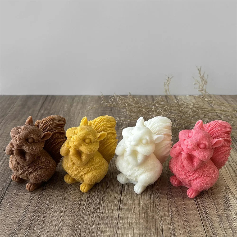 Cute Squirrel Candle Silicone Mold 3D Pinecone Scented