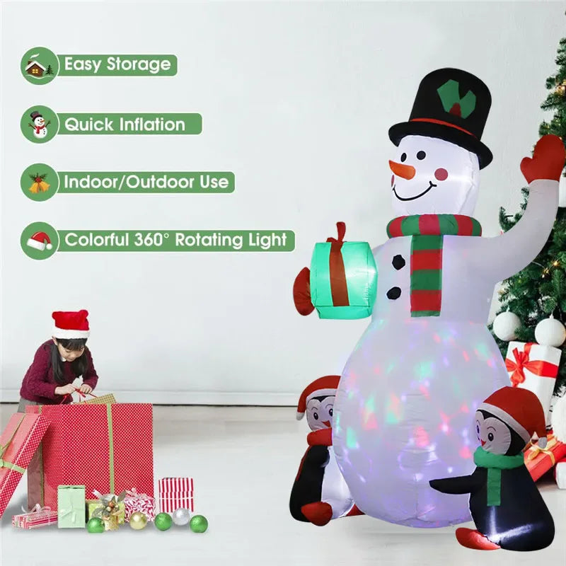 Christmas Decoration Inflatable  Snowman Built-in LED Lights Outdoor New Year Party Decor
