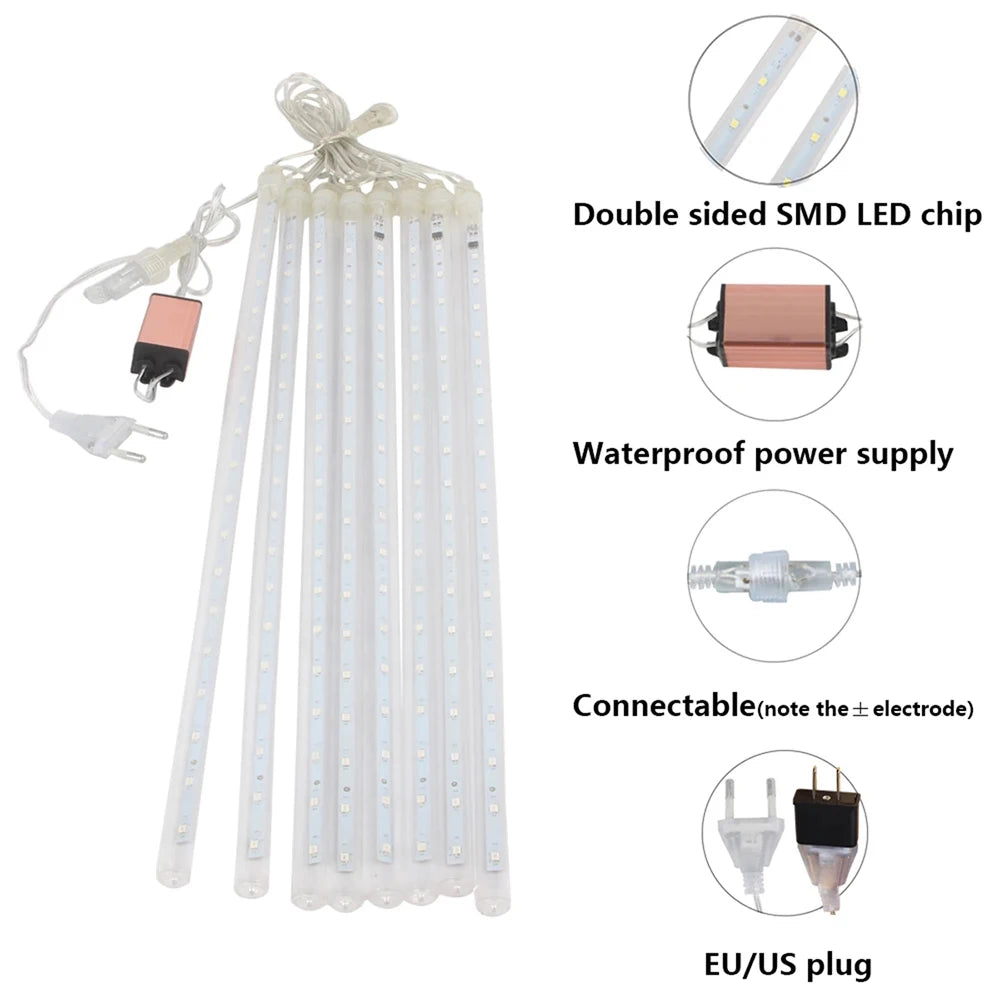 Led Tube String Light Christmas Garland Outdoor Decor Fairy Light Holiday