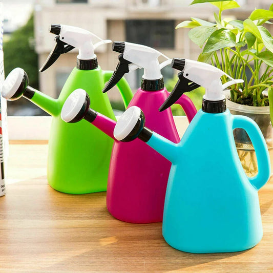 2 In 1 Plastic Watering Pressure Spray Water Kettle/Adjustable Sprayer 1L